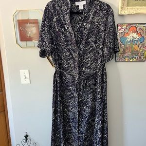 Vintage 90s floral midi button up dress